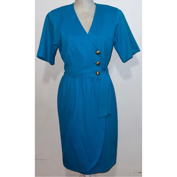 Vintage Faux Wrap Belted Dress - Picture 10 of 10